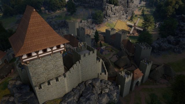 Game: Build a medieval castle piece by piece and then defend it from enemy knigh