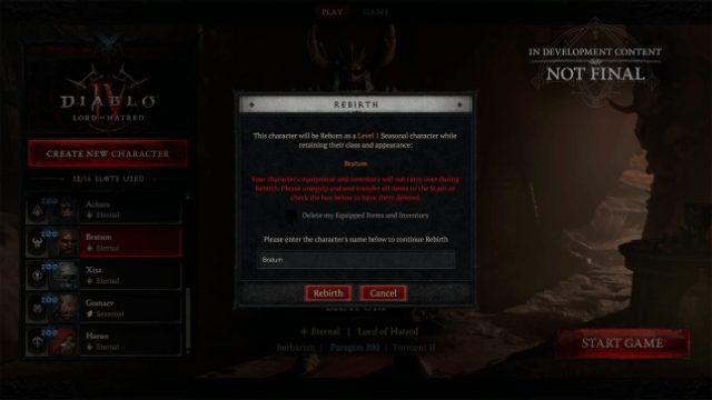 Unlocking Continuous Play: Diablo 4's Character Rebirth Feature
